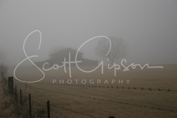 Barn in the fog